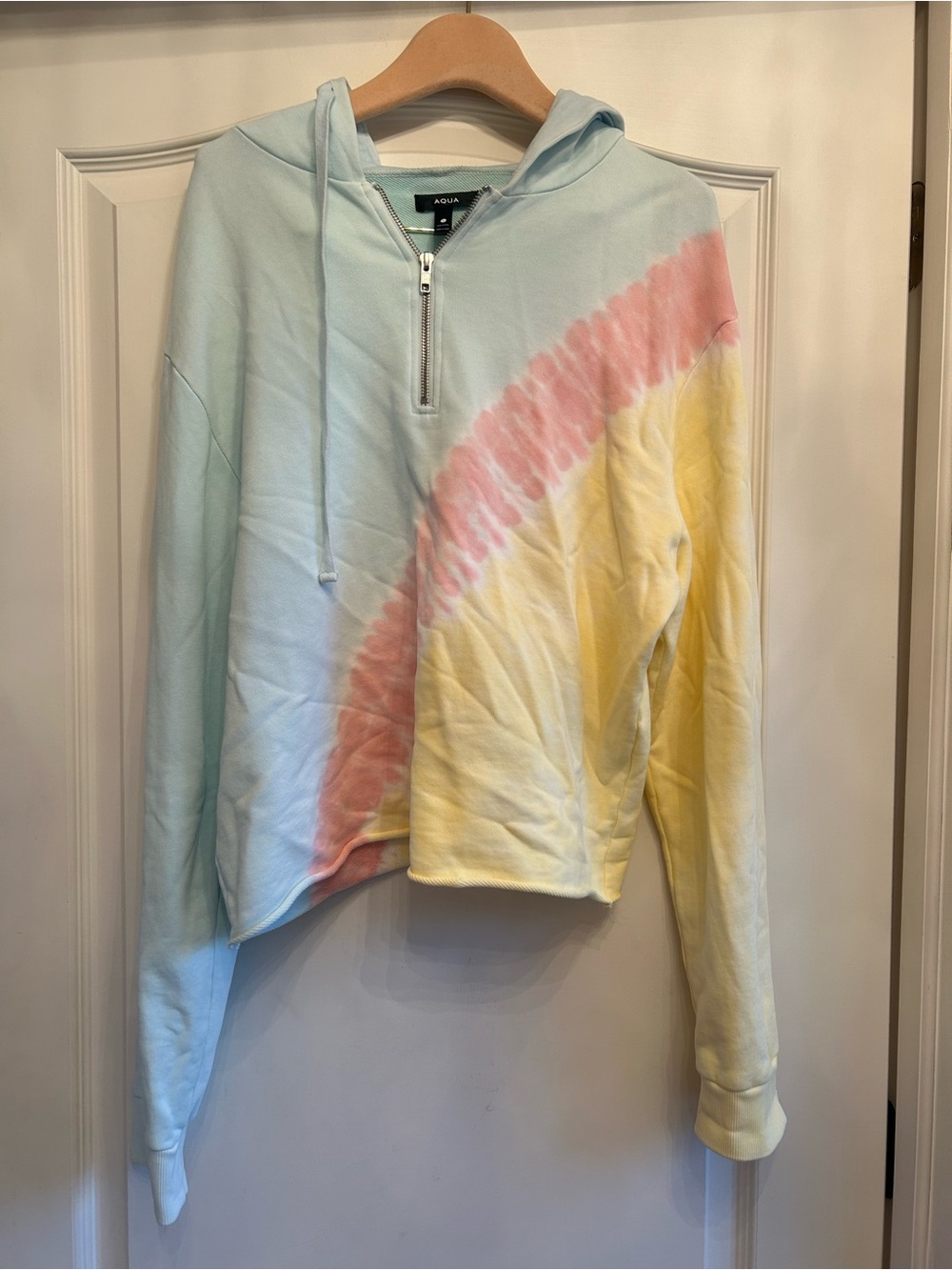 Aqua Pastel Tie-Dye Half-Zip Hoodie